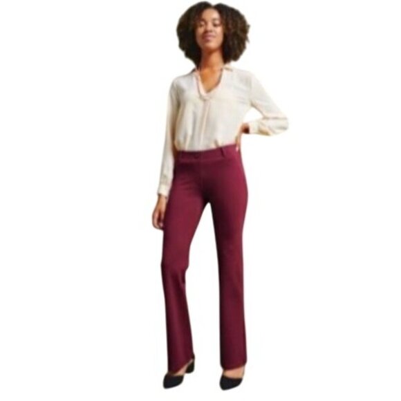 Betabrand Yoga Dress Pants Size 2XL NWT Burgundy Maroon Bootcut Pull On Stretch - Picture 2 of 7